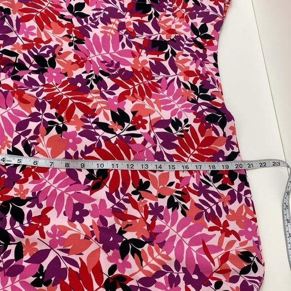 Lands'End Cotton Pullover Dress Leaf Print Cap Sleeve Women's Medium - Picture 9 of 13